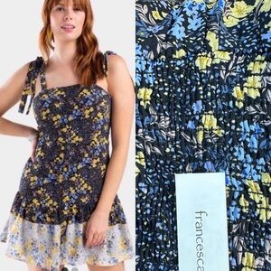 francesca's Jun & Ivy
BLACK floral ruffle dress size XS Xsmall
 new with tag